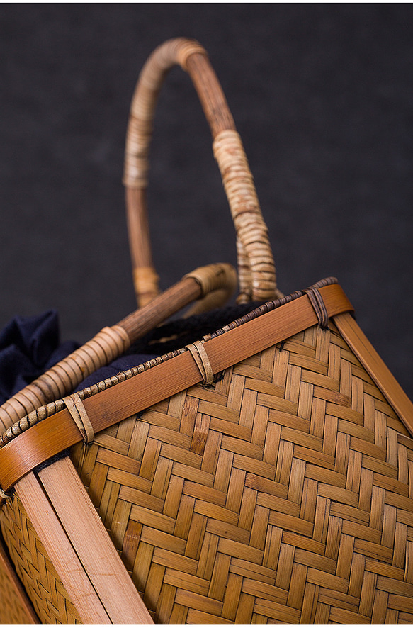 竹かご鞄 大 ハンドバッグ 買い物かご大 竹かご かごバッグ バスケットかご 竹製品 レトロ 茶道茶セット収納袋 和風 