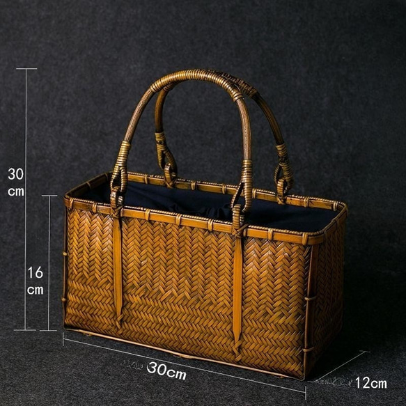 竹かご鞄 大 ハンドバッグ 買い物かご大 竹かご かごバッグ バスケットかご 竹製品 レトロ 茶道茶セット収納袋 和風 
