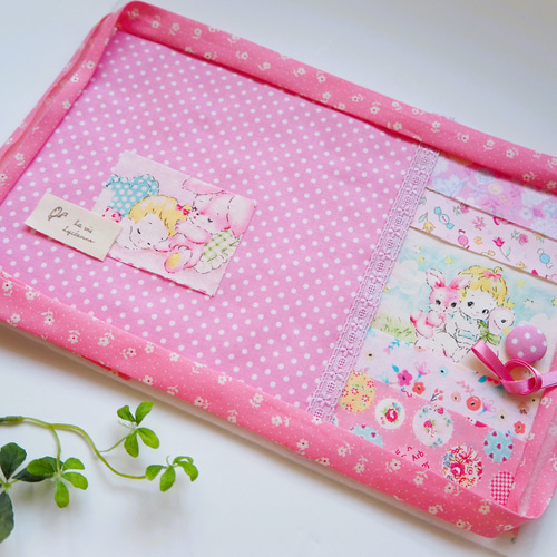 パッチワーク マルチマット ハンドメイド ピンク ヘキサゴン ハローベイビー 再販☆作成キット赤ちゃんとうさぎの母子手帳ケース マルチお薬手帳