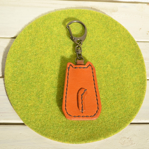 コゲちゃん 猫キーホルダー キャメル 栃木レザー 本革 牛革 キーリング