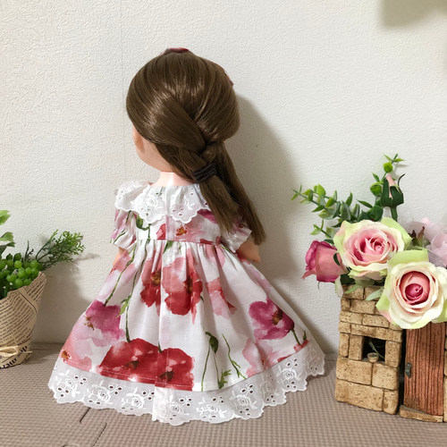 赤いポピーのドレス☆26cmドール服 ソランちゃん服 レミンちゃん