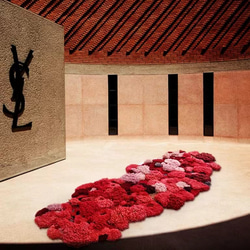 【受注制作】手織りニュージーランドウールカーペット ハンドメイドカシミアウール絨毯 手編ラグ  マット 赤い森 2枚目の画像