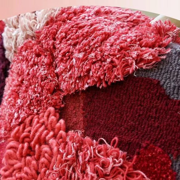【受注制作】手織りニュージーランドウールカーペット ハンドメイドカシミアウール絨毯 手編ラグ  マット 赤い森 7枚目の画像