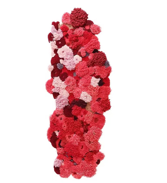 【受注制作】手織りニュージーランドウールカーペット ハンドメイドカシミアウール絨毯 手編ラグ  マット 赤い森 3枚目の画像