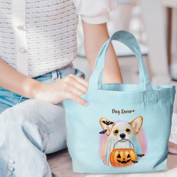 【”ハロウィン”シリーズ　犬種選べる ミニキャンバス トートバッグ 】　犬　ペット　うちの子　プレゼント　ギフト　母の日 10枚目の画像