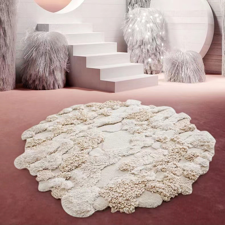 【受注制作】オーダー カーペット 手織りニュージーランドウールカーペット ハンドメイドカシミアウール絨毯  雪の世界