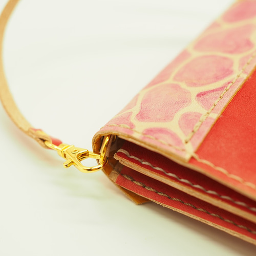 牛革のナプキンポーチ【Red】ナプキン入れ 本革 レザー ポーチ Zakka