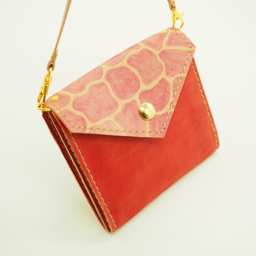 牛革のナプキンポーチ【Red】ナプキン入れ 本革 レザー ポーチ Zakka