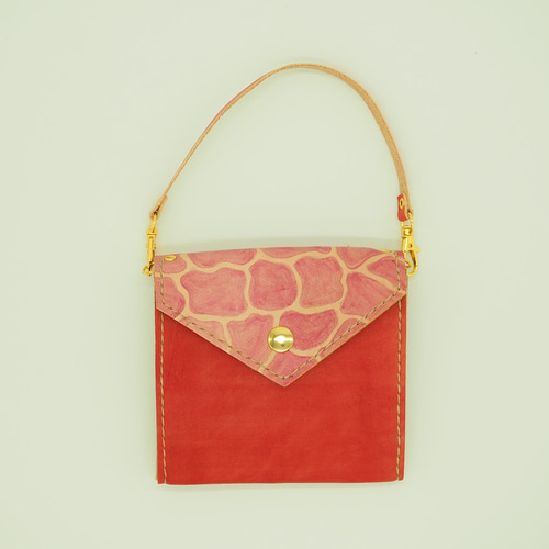 牛革のナプキンポーチ【Red】ナプキン入れ 本革 レザー ポーチ Zakka