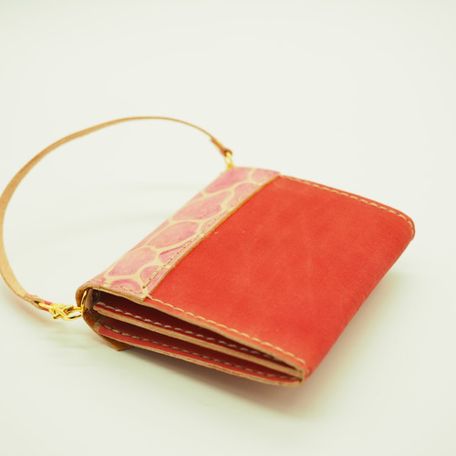 牛革のナプキンポーチ【Red】ナプキン入れ 本革 レザー ポーチ Zakka