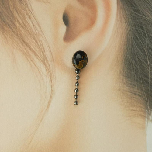 宝石＆ハートカット天然石の2wayピアス 宝石＆ハートカット天然石の2wayピアス