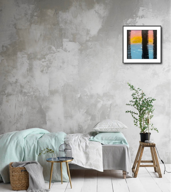 原画/抽象画/モダンアート/現代アート/アクリル画 BRIDGE sunset sunset cm