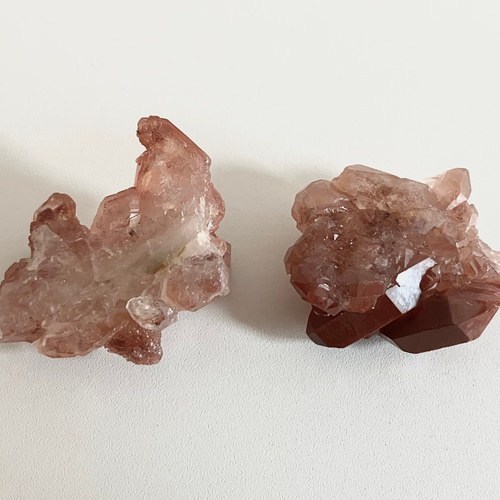 モロッコ産レッドクォーツ ミニクラスター原石 ペア2個セット／摩洛哥