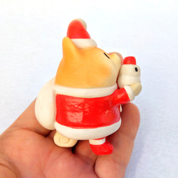 聖誕老人柴犬和雪人聖誕狗陶瓷娃娃現貨 第9張的照片
