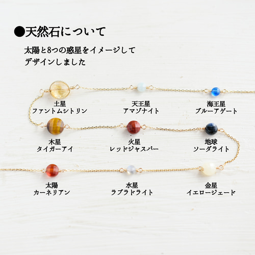 ブレスレット】宇宙の惑星 太陽系の9つの天体 天然石 ブレスレット
