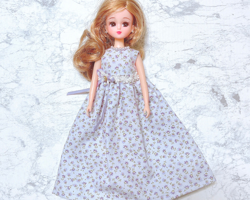 リカちゃん ハンドメイド ワンピース31 リカちゃんサイズのドールのハンドメイドワンピース ラベンダー その他