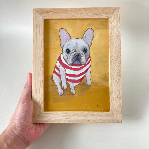 フレンチブルドッグ クリーム ボーダー 絵画 原画 絵画
