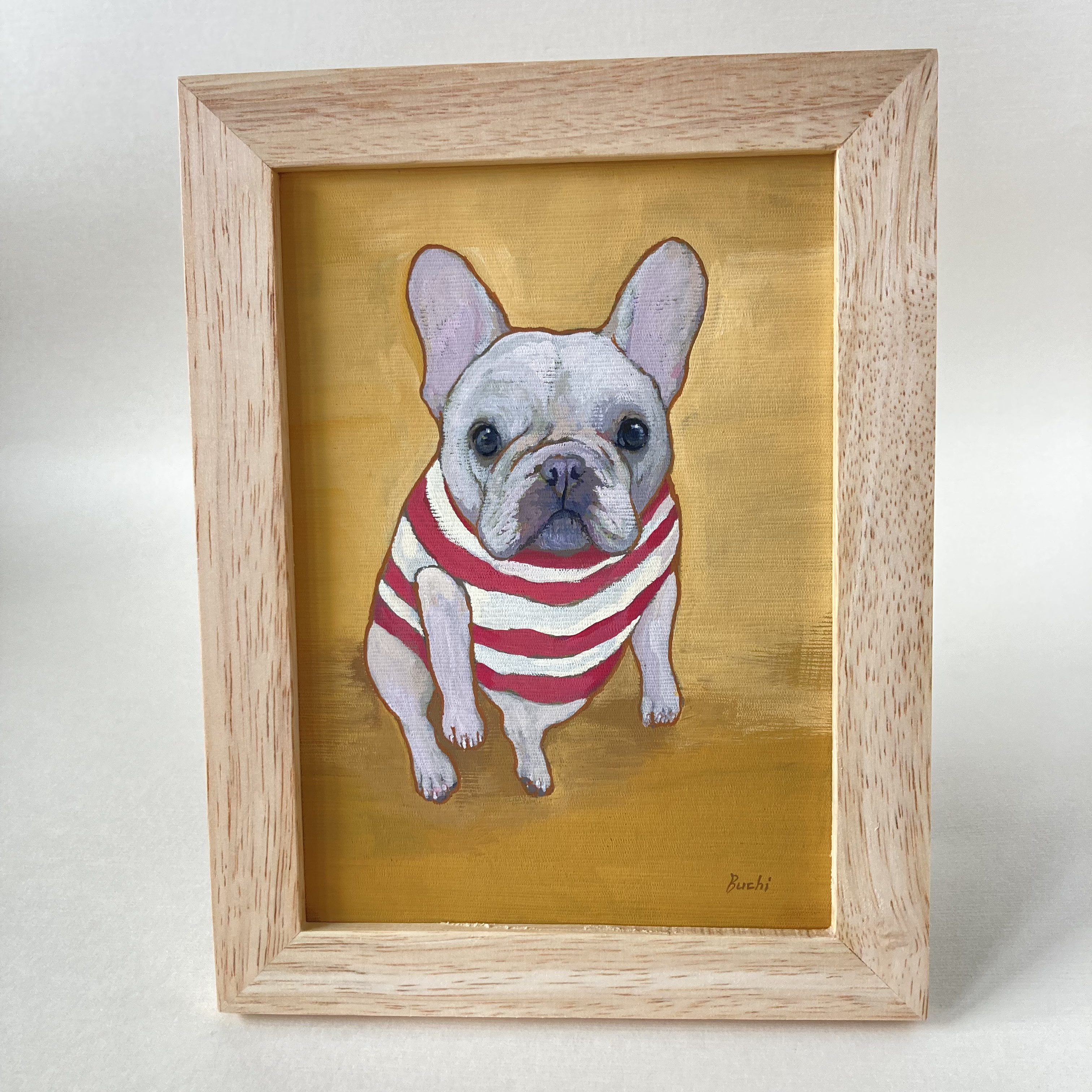 売れ筋介護用品も！ 原画】『ジグ公爵』（フレンチブルドッグ 犬 絵画） （フレンチ 絵画