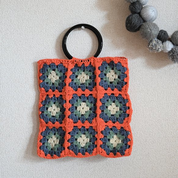 レトロなさんさんバッグ　granny square 3×3 3枚目の画像