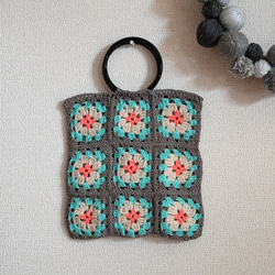 レトロなさんさんバッグ　granny square 3×3 5枚目の画像