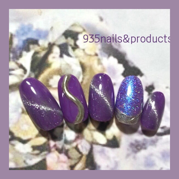 ネイルチップ 成人式 和柄 振袖 紫 マグネット オーダーネイル フルオーダー 𓉞只今オーダー受付中です】 ▷DMお待ちしております 👘振袖