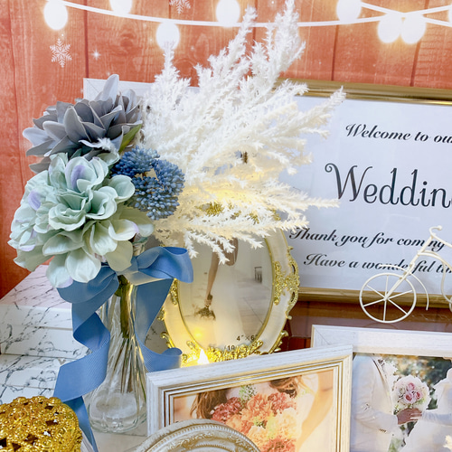ウェルカムスペース　造花　ブーケ 受注製作 ウェルカムスペースセット クラッチブーケ＆受付サイン付