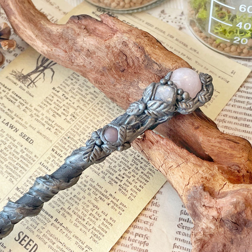 ローズクォーツxピンククォーツxムーンストーン】見習い魔法使いの杖