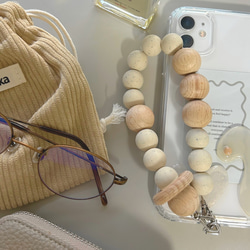 ハンドストラップ　スマホストラップ　ウッド　ストラップ　ストラップホルダー　木　スマホ　ウッドビーズ　手首　落下防止 18枚目の画像