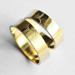 太陽の合わせ ペアリング 2点セット｜真鍮 ゴールド ブラス お揃い