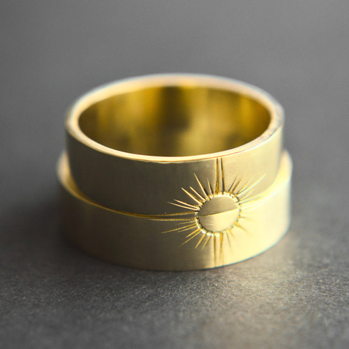 太陽の合わせ ペアリング 2点セット｜真鍮 ゴールド ブラス お揃い