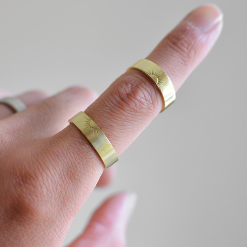 太陽の合わせ ペアリング 2点セット｜真鍮 ゴールド ブラス お揃い