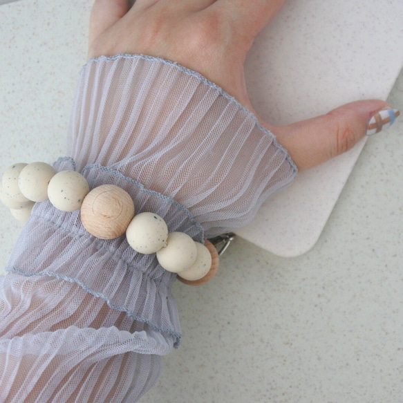 ハンドストラップ　スマホストラップ　ウッド　ストラップ　ストラップホルダー　木　スマホ　ウッドビーズ　手首　落下防止 16枚目の画像