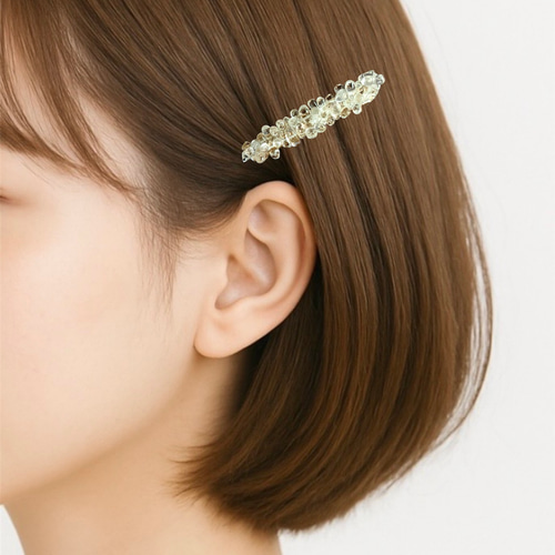 再販 天然石 水晶 クリスタルクォーツ ヘアアクセサリー バレッタ