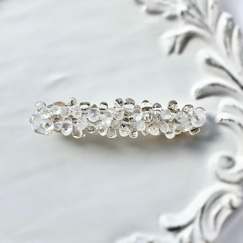 再販 天然石 水晶 クリスタルクォーツ ヘアアクセサリー バレッタ