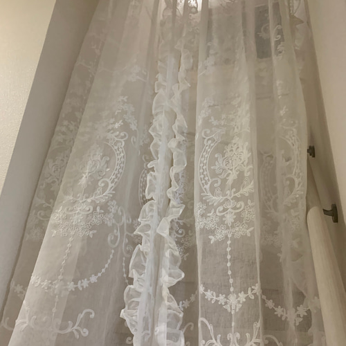 SALEஐ⋆*アンティーク・大人可愛いフリルカーテン・刺繍