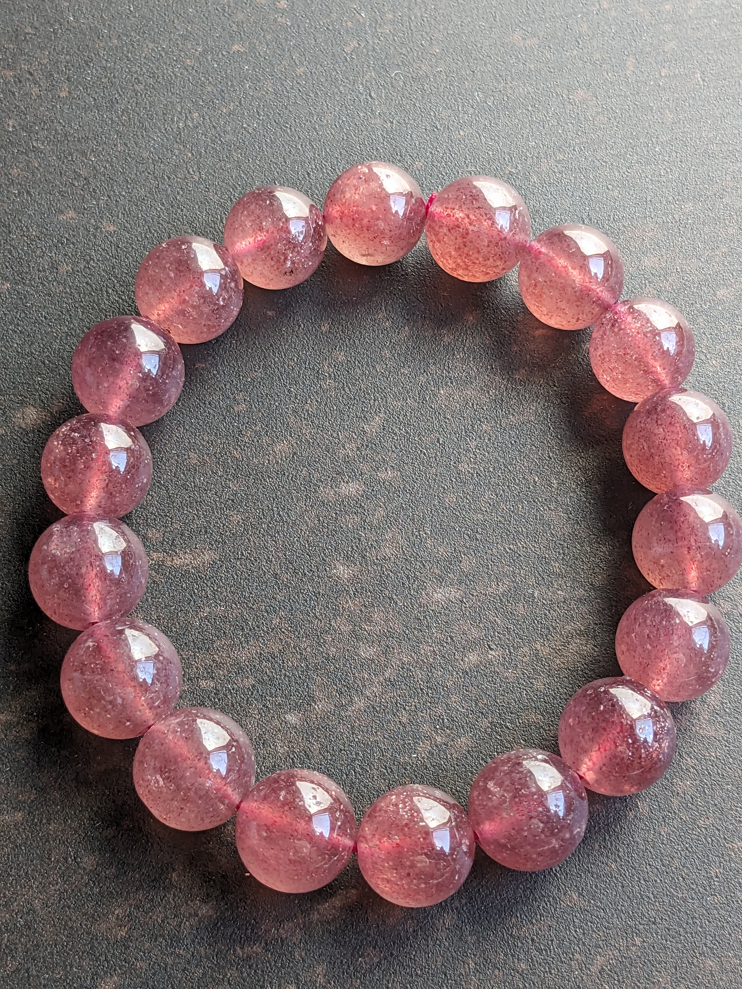 ストロベリークォーツ　ピンクエピドート　　ブレスレット　一点物　天然石