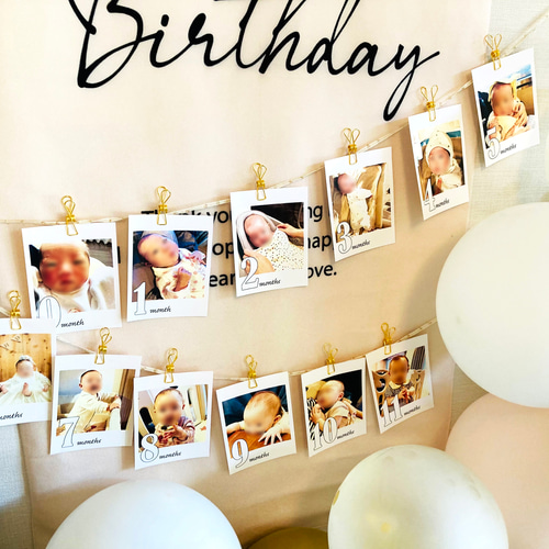 写真ガーランド 月齢 0m～11m 1歳誕生日 雑貨・その他 offrir 通販