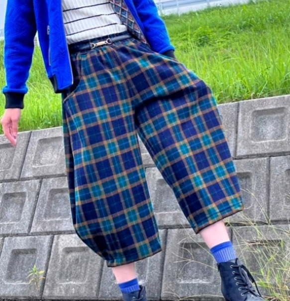 テーパードチェックパンツ キュロット・ワイドパンツ m1saco