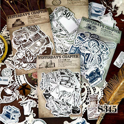 送料無料【S345コラージュ素材】海外シール ジャンクジャーナル レトロ