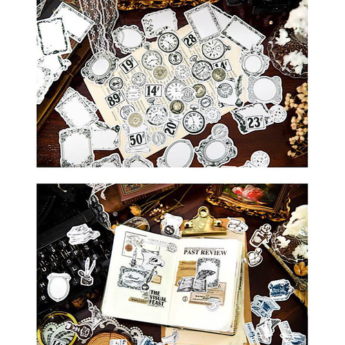 送料無料【S345コラージュ素材】海外シール ジャンクジャーナル レトロ