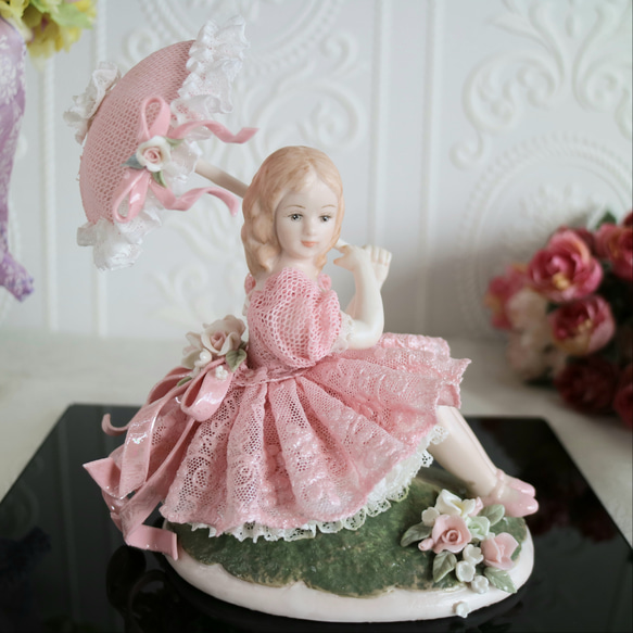 レース人形 ポーセレン レースドール【 春風に誘われて 】 磁器 人形 発表会