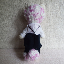 【あみぐるみ】風詠みの丘　猫又　もこもこ　白　紫　洋服【251】 18枚目の画像