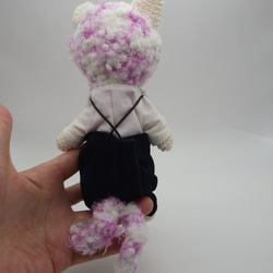 【あみぐるみ】風詠みの丘　猫又　もこもこ　白　紫　洋服【251】 9枚目の画像