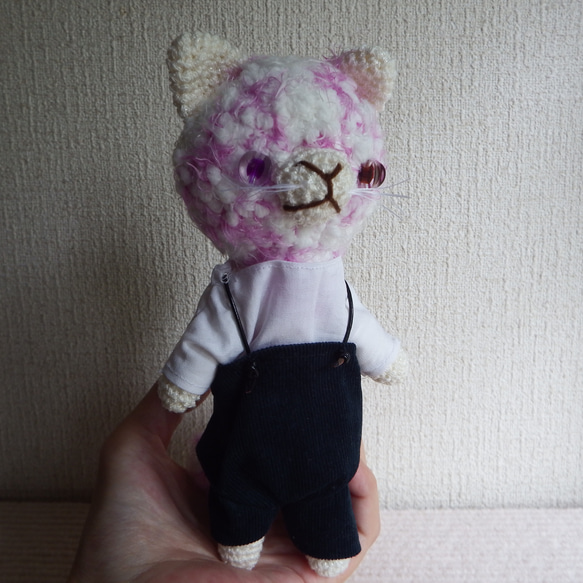 【あみぐるみ】風詠みの丘　猫又　もこもこ　白　紫　洋服【251】 20枚目の画像