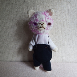 【あみぐるみ】風詠みの丘　猫又　もこもこ　白　紫　洋服【251】 19枚目の画像