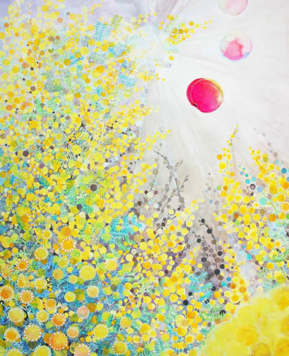 【ミモザが咲く頃】アクリル画 F3 風景画 絵画 ミモザが咲く頃】アクリル画 F3 風景画 絵画 絵画