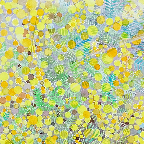 momorin  絵画４点 ミモザと虹と小さなお茶会/原画 ミモザの頃」f30 大きな水彩原画 絵画 miraclepocket 通販 16642036