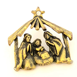 【ビンテージ　nativity  クリスマス　ピンブローチ】キリスト　アンティックゴールドカラー 2枚目の画像