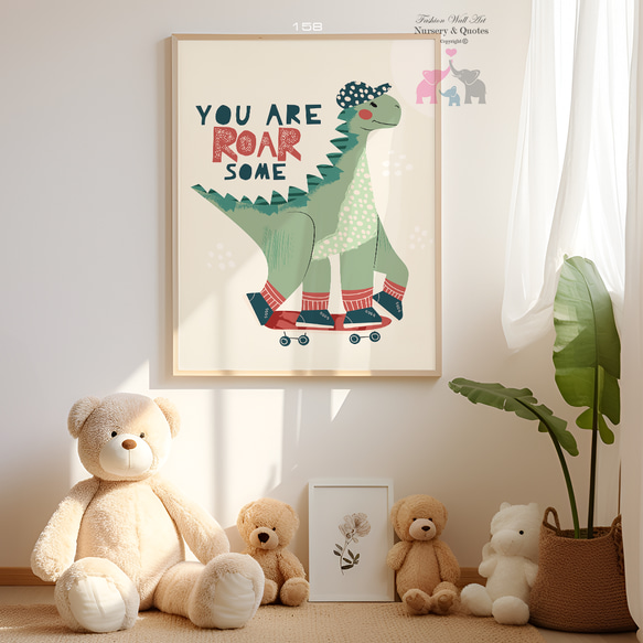アートポスター 子供部屋 恐竜 ダイナソー 動物イラスト スケート