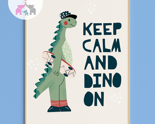 子供向けアートポスター ダイナソー グリーン かわいい イラスト